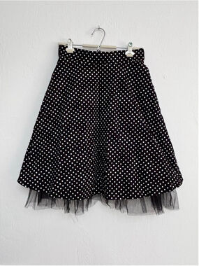 Women's Janette Polka Dot Skater Skirt Size M Black White Tulle A line